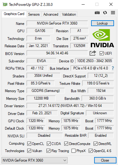 TechPowerUp GPU-Z 스크린샷 1